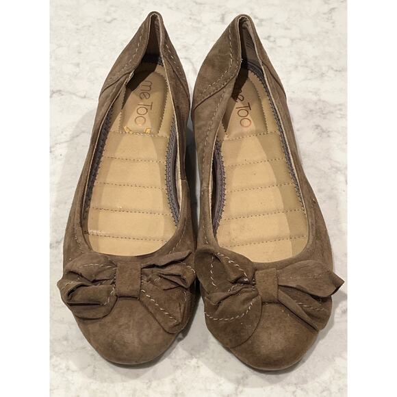 Me Too Women’s Martina Leather Suede Bow Front Slip On Ballet Shoe Size 8 Brown - Picture 3 of 7